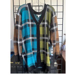 Multi Color Women Sweater Size Medium Button Up Long Sleeve